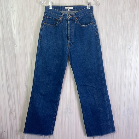 RE/DONE WIDE LEG CROP RAW HEM button fly 27 - Picture 1 of 7